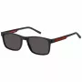 TOMMY HILFIGER Vīriešu saulesbrilles TH2089S003IR Kvadrātveida melns rāmis Pelēkas lēcas 56mm