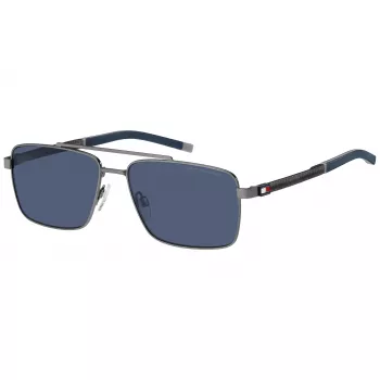 Tommy Hilfiger vīriešu saulesbrilles TH-2078-S-R80 - Melns rāmis, pelēkas lēcas 58/16/145 mm