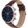 Tommy Hilfiger vīriešu pulkstenis 1791987 44mm nerūsējošā tērauda korpuss brūna ādas siksniņa zils ciparnīca