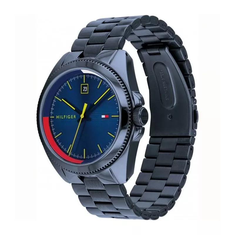 Tommy Hilfiger vīriešu pulkstenis TH1791689 44mm zils ciparnīca brūna ādas siksniņa