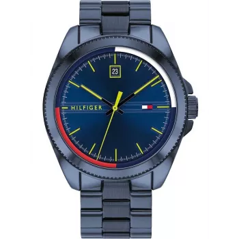 Tommy Hilfiger vīriešu pulkstenis TH1791689 44mm zils ciparnīca brūna ādas siksniņa