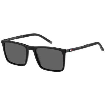 TOMMY HILFIGER TH-2077-S-807 Vīriešu saulesbrilles, melns rāmis, pelēkas lēcas, 55/19/145 mm