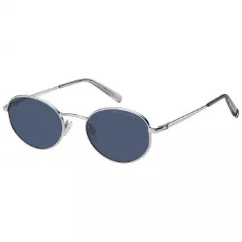 Tommy Hilfiger TH-2219-S-010 Unisex saulesbrilles - Melns acetāta rāmis, Pelēkas polikarbonāta lēcas, UV400 aizsardzība, 55/21/145 mm