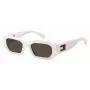 TOMMY JEANS TJ-0099-S-VK6 Unisex taisnstūra saulesbrilles, melns rāmis, dūmakaini pelēkas lēcas, 53/20/145 mm