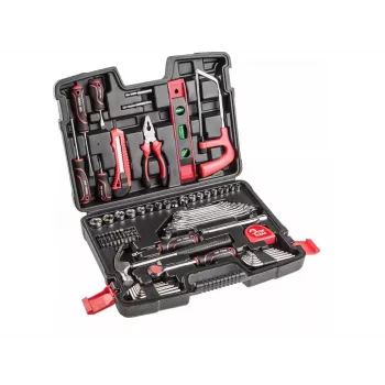 Top Tools 100 daļu 1/4 collu un 3/8 collu uzgriežņu atslēgu un instrumentu komplekts ar hroma vanādija tēraudu, 72 zobu sprūratni un formētu koferi