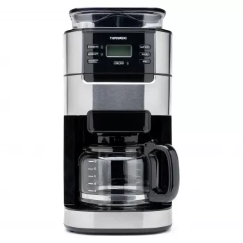 Tornado TCM1025A-GS filtru kafijas automāts ar dzirnaviņām, 1.25L, 1000W, nerūsējošais tērauds/melns