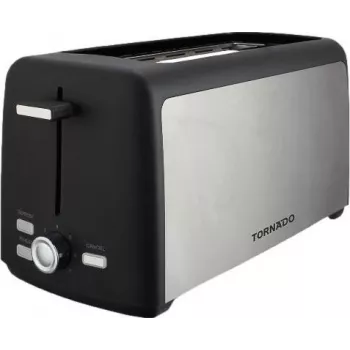 Tornado TTA-7402-GS tosteris - 2 šķēles 1400W pop-up tosteris ar 7 brūnināšanas līmeņiem, melns/sudraba