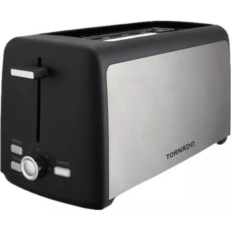 Tornado TTA-7402-GS tosteris - 2 šķēles 1400W pop-up tosteris ar 7 brūnināšanas līmeņiem, melns/sudraba