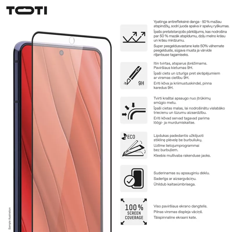 TOTI PREMIUM 3D rūdīta stikla ekrāna aizsargs pilnam pārklājumam Samsung Galaxy S25 Ultra