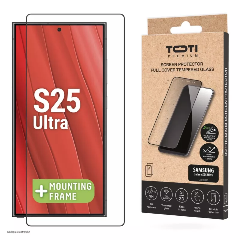 TOTI PREMIUM 3D rūdīta stikla ekrāna aizsargs pilnam pārklājumam Samsung Galaxy S25 Ultra