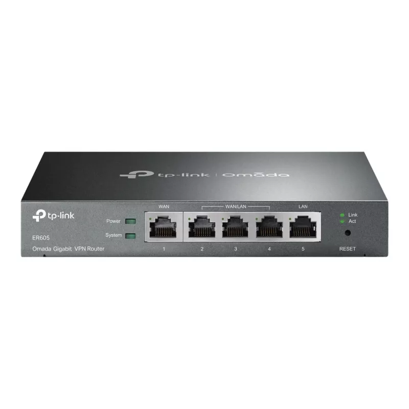 TP-LINK ER605 SafeStream Router - Gigabit VPN maršrutētājs ar 4 portu slēdzi, 3 WAN portiem, sienas montāžai