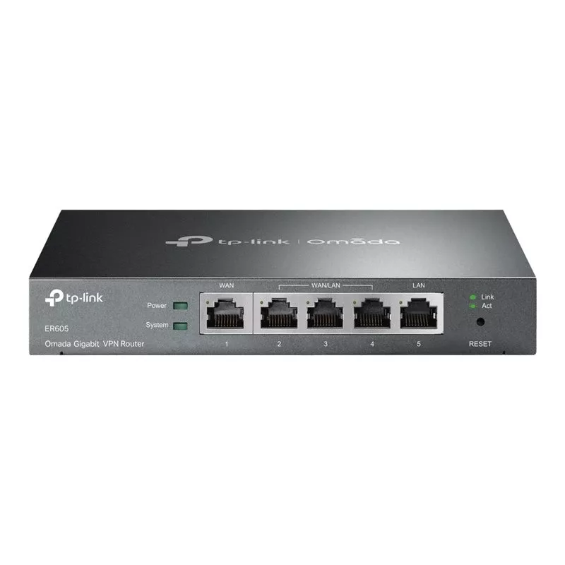 TP-LINK ER605 SafeStream Router - Gigabit VPN maršrutētājs ar 4 portu slēdzi, 3 WAN portiem, sienas montāžai