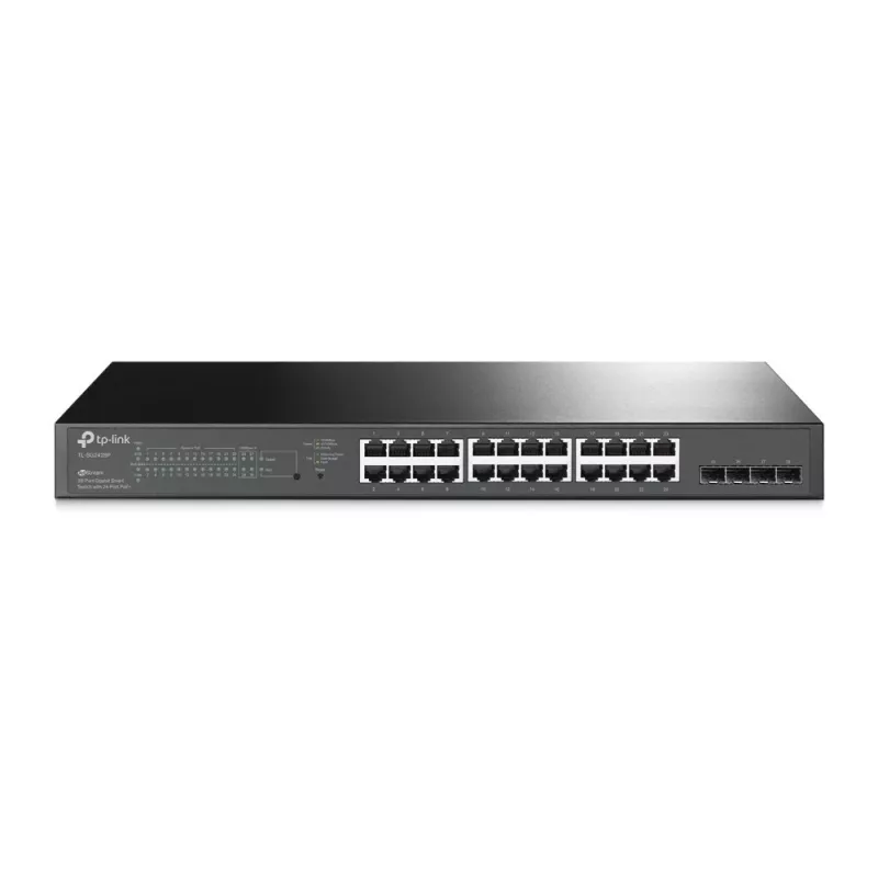 TP-Link JetStream 28 portu Gigabit viedais PoE+ slēdzis ar 24 PoE+ portiem un 4 SFP slotiem