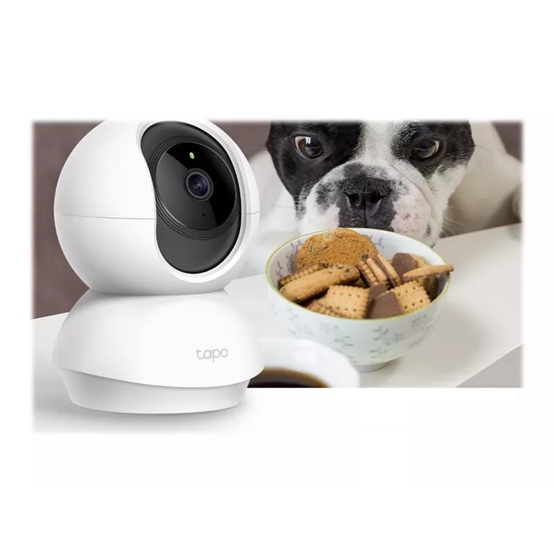 TP-Link Tapo C200 pagriežama/sasverama bezvadu drošības kamera, 1080p Full HD, 360° pagriešana, 114° sasvere, nakts redzamība, divvirzienu audio, microSD slots, darbojas ar Alexa un Google Assistant, balta