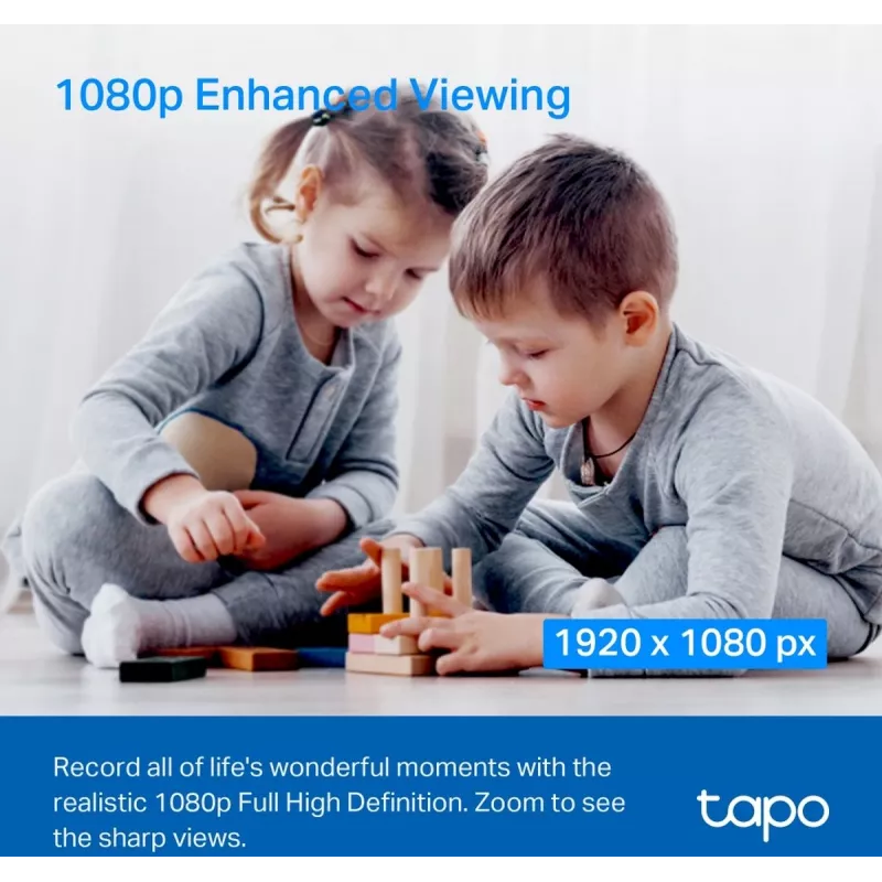 TP-Link Tapo C200C Pan/Tilt mājas drošības Wi-Fi kamera - 1080p Full HD, 360° horizontālais pārklājums, divvirzienu audio, nakts redzamība līdz 9m, MicroSD līdz 256GB, balta