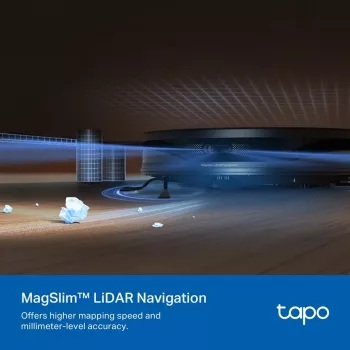 TP-Link Tapo RV20 Max Plus robotputekļsūcējs un mitrā tīrīšana ar automātisko iztukšošanas dokstaciju, LiDAR navigācija, 4200 Pa sūkšanas jauda, 2600 mAh akumulators, Wi-Fi, Alexa un Google Assistant