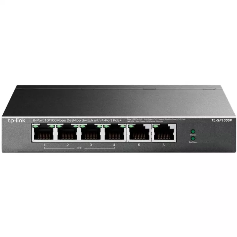 TP-LINK TL-SF1006P 6-Port 10/100 Mbps Desktop Switch ar 4-Port PoE+ (67W)