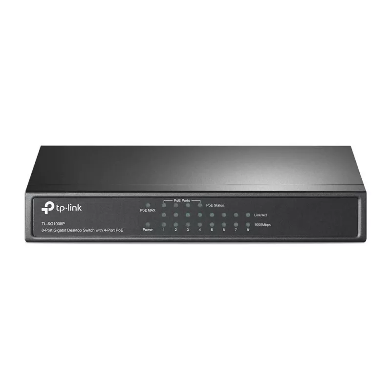TP-Link TL-SG1008P 8 portu Gigabit darbvirsmas PoE+ komutators, 4 PoE porti, 64W budžets, metāla TL-SG1008P(UN)