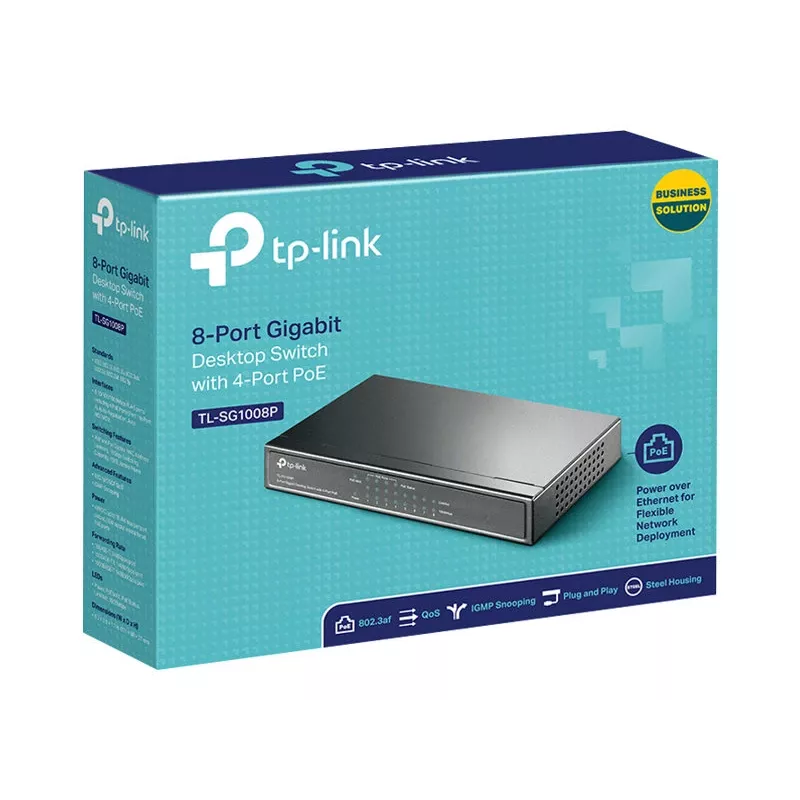 TP-Link TL-SG1008P 8 portu Gigabit darbvirsmas PoE+ komutators, 4 PoE porti, 64W budžets, metāla TL-SG1008P(UN)