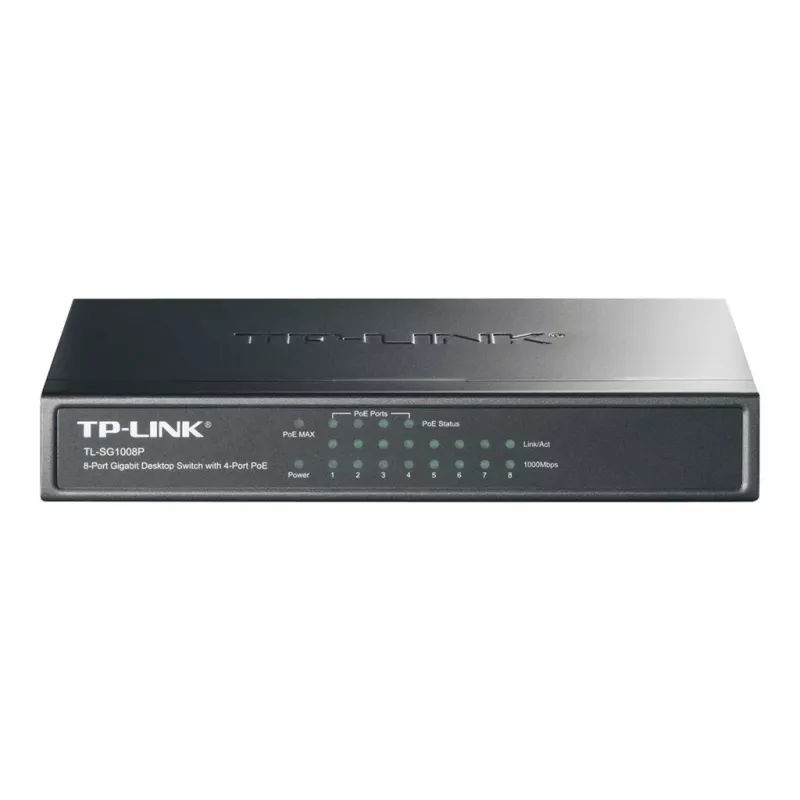 TP-Link TL-SG1008P 8 portu Gigabit darbvirsmas PoE+ komutators, 4 PoE porti, 64W budžets, metāla TL-SG1008P(UN)
