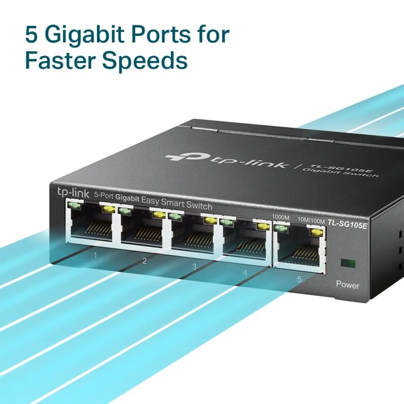 TP-LINK TL-SG105E(UN) Managed L2 Gigabit Ethernet Switch, 5 Porti, 10/100/1000 Mbps