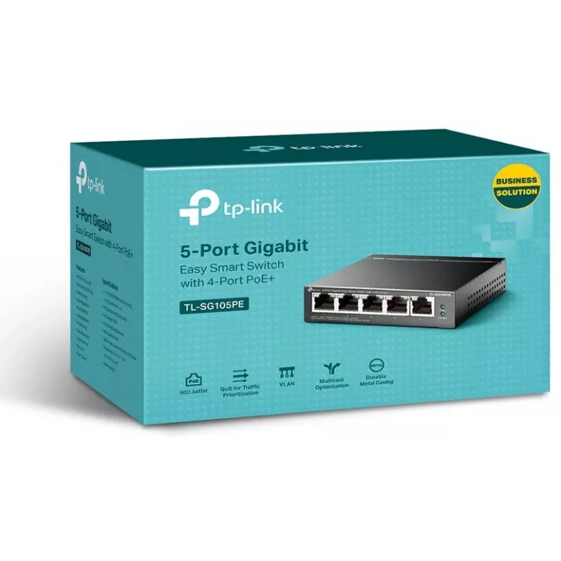 TP-Link TL-SG105PE Easy Smart Gigabit Switch ar 4 Portu PoE+