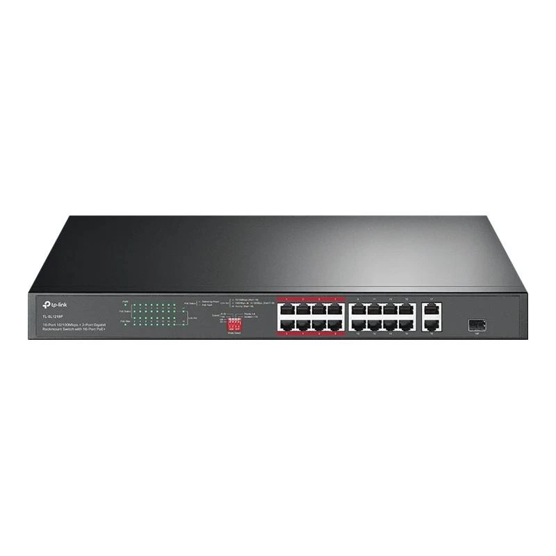 TP-Link TL-SL1218P 18 portu Fast Ethernet PoE+ komutators ar 2 Gigabit un 1 SFP
