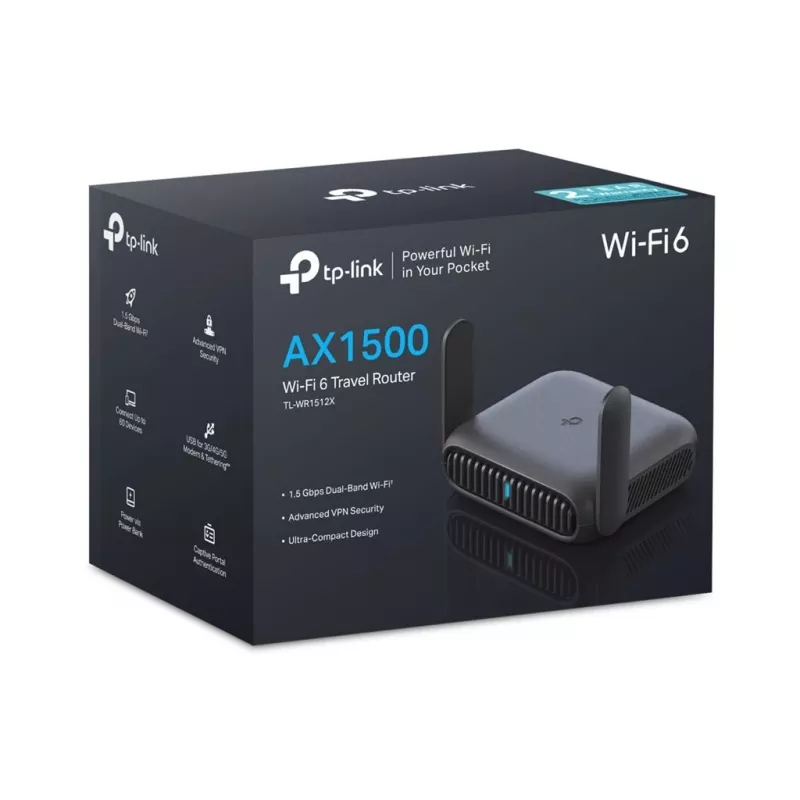 TP-Link TL-WR1512X Roam 6 AX1500 Wi-Fi 6 divjoslu Gigabit ceļojumu maršrutētājs