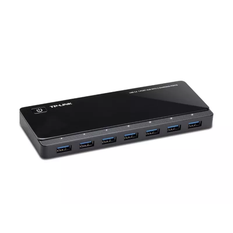 TP-LINK UH720 7-Port USB 3.0 Hub ar 2 viedās uzlādes portiem - Melns