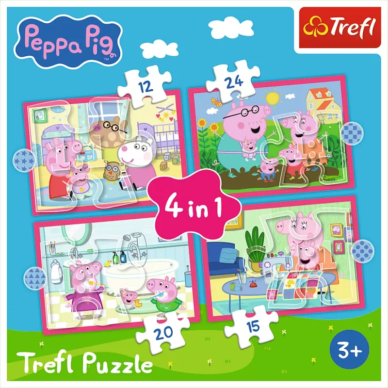 TREFL PUZZLE 4-in-1 Puzle (12, 15, 20, 24) – Peppa Loves Adventures – Trefl 34672