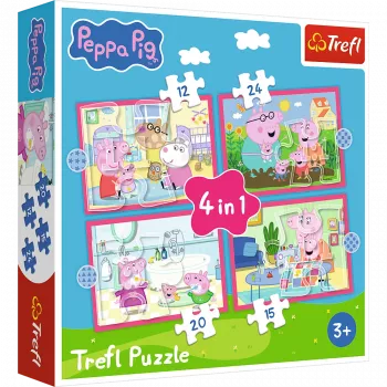 TREFL PUZZLE 4-in-1 Puzle (12, 15, 20, 24) – Peppa Loves Adventures – Trefl 34672