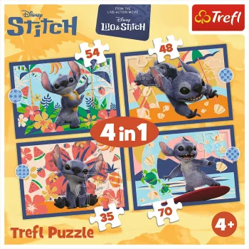 TREFL PUZZLE 4-in-1 Puzle – Havaju Brīvdienas – Disney Stitch Trefl 34666