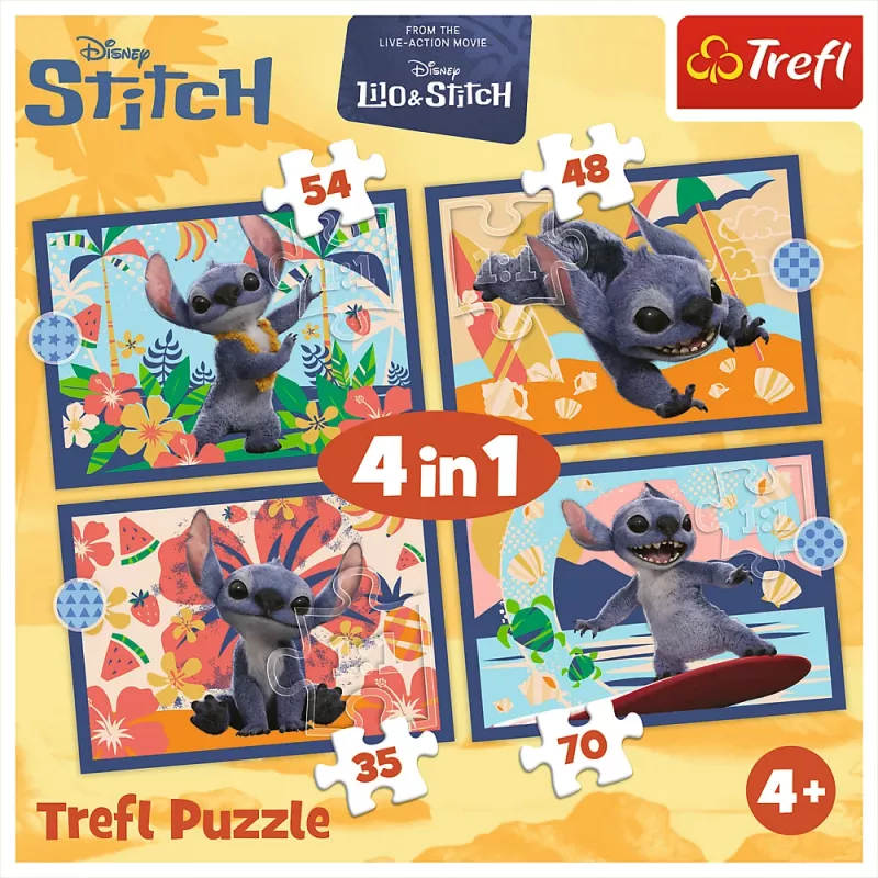 TREFL PUZZLE 4-in-1 Puzle – Havaju Brīvdienas – Disney Stitch Trefl 34666
