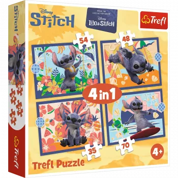 TREFL PUZZLE 4-in-1 Puzle – Havaju Brīvdienas – Disney Stitch Trefl 34666