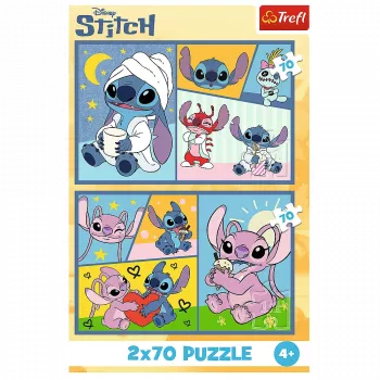 TREFL PUZZLE Puzle 2x70 There's no boredom with Stitch Disney Lilo Stitch Trefl 34444