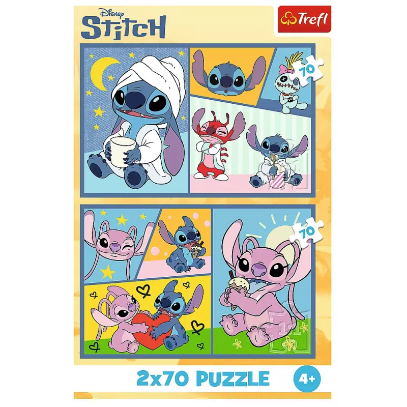 TREFL PUZZLE Puzle 2x70 There's no boredom with Stitch Disney Lilo Stitch Trefl 34444