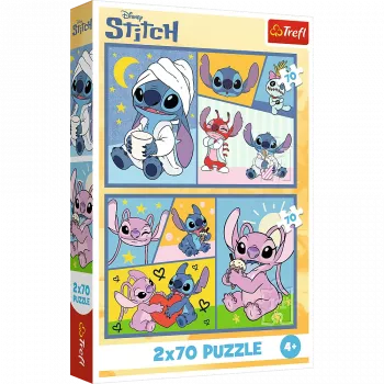 TREFL PUZZLE Puzle 2x70 There's no boredom with Stitch Disney Lilo Stitch Trefl 34444