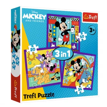 TREFL PUZZLE Puzle – 3-in-1 (20, 36, 50 gab.) – Mikijs un viņa jautrā komanda – Mikijs un draugi – Trefl 34894