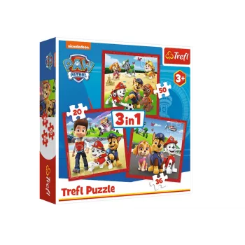 TREFL PUZZLE Puzle 3 in 1 Happy Dogs Paw Patrol Trefl 34867
