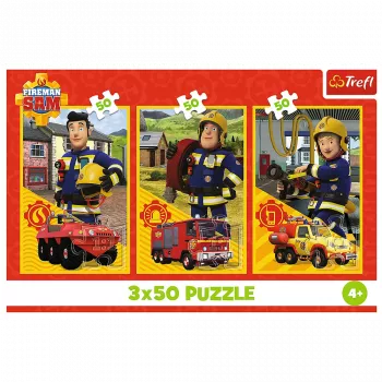 TREFL PUZZLE Puzle - 3x50 - Fireman Sam Fire Station Crew