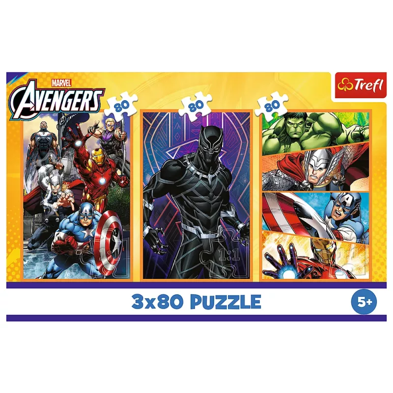 TREFL PUZZLE Puzle - 3x80 - Darbības pilnas dienas - Disney Marvel The Avengers Trefl 34883
