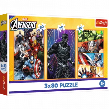 TREFL PUZZLE Puzle - 3x80 - Darbības pilnas dienas - Disney Marvel The Avengers Trefl 34883