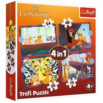 TREFL PUZZLE Puzle - 4 in 1 - Drosmīgais Lauvu karalis / Disney Lauvu karalis Trefl 34653