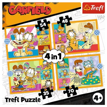 TREFL PUZZLE Puzle 4-in-1 – Garfield Loves Lasagna – Trefl 34673