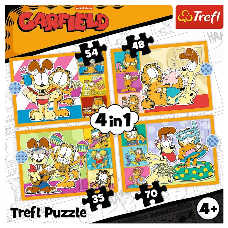 TREFL PUZZLE Puzle 4-in-1 – Garfield Loves Lasagna – Trefl 34673