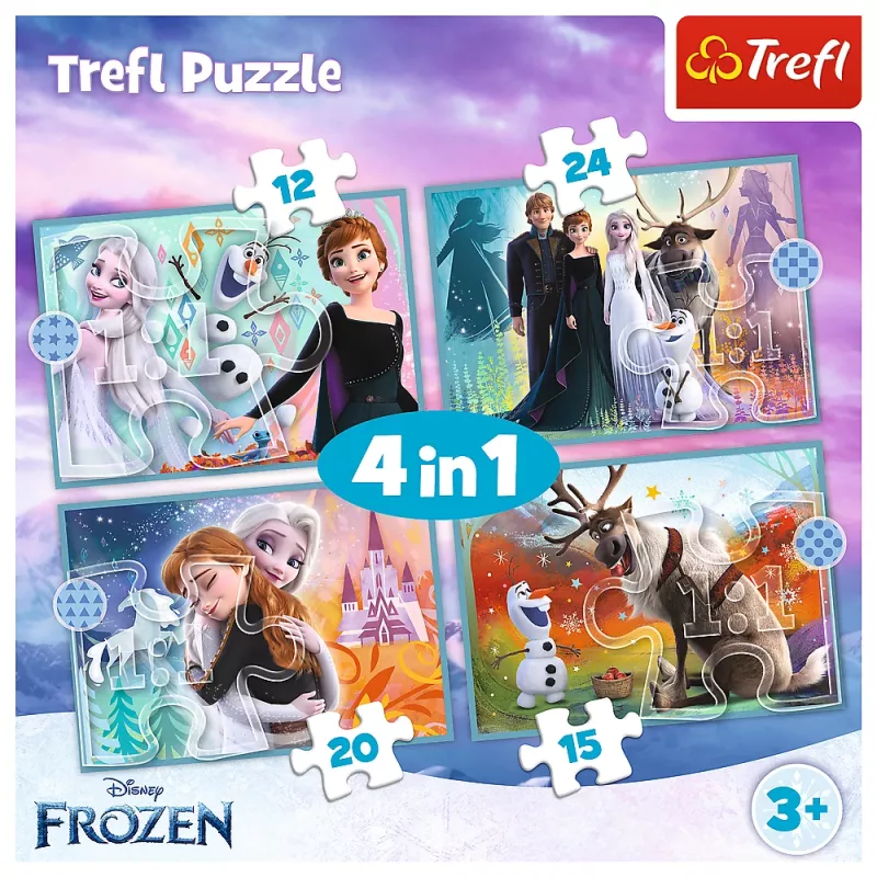 TREFL PUZZLE Puzle - 4in1 (12, 15, 20, 24) - The Amazing World of Frozen - Trefl 34381