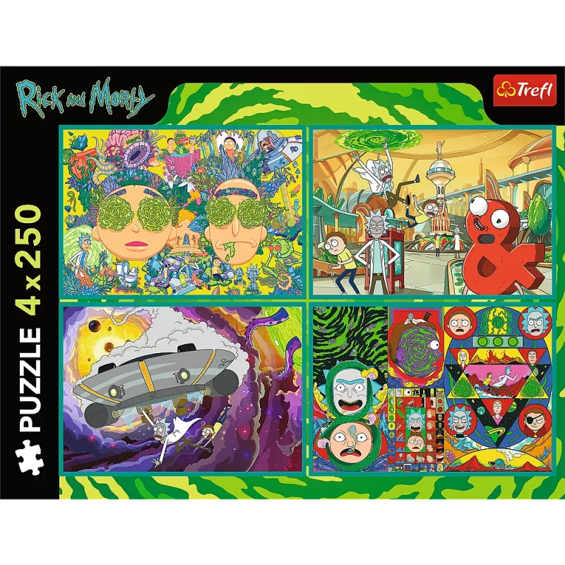 TREFL PUZZLE Puzle - 4x250 - The Crazy World of Rick and Morty - Warner Rick and Morty Trefl 13338