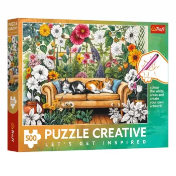 TREFL PUZZLE Puzle 500 gabalu – Radošā puzle – Kaķu oranžērija