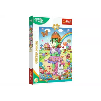 TREFL PUZZLE Puzle ar mirdzumu Treflik Family 100 gab. Glitter Trefliki Trefl 14833