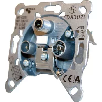 TRIAX EDA302F 3 virzienu antenas gala ligzda, 2 dB vājinājums, TV/Radio/SAT, iedziļinātā montāža, presēta metāla 306121
